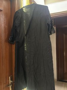 Elegant Black Kurta with Embellished Neckline
