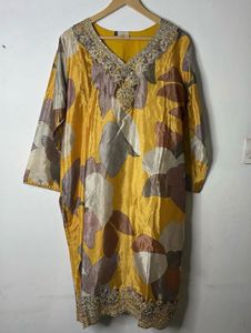 Yellow Floral Kurta Set with Palazzo