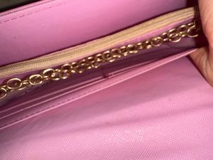 Pink Peacock Embossed Clutch with Chain