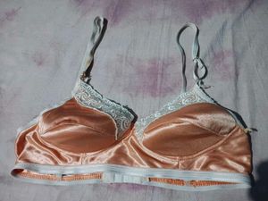 Satin Lace Trimmed Bra