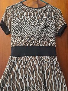 Leopard Print V-Neck Midi Dress