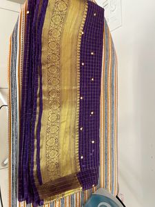 Purple Organza Saree With Kanchi Weaved Borders