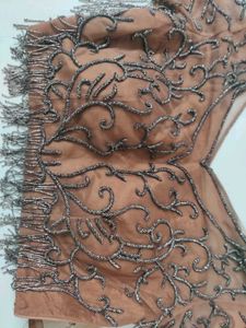 Brown Net blouse with tassels