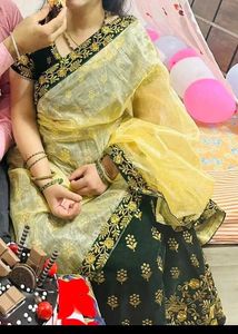 bottle green colour lehenga choli