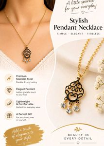 Elegant Gold Necklace with Black Pendant