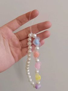 Charming Pearl Phone Charm with Heart Beads
