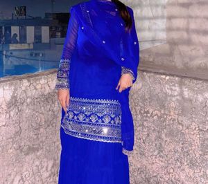 Royal Blue Embroidered Kurta Set