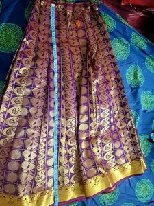 Purple &amp; Gold Silk Brocade Skirt
