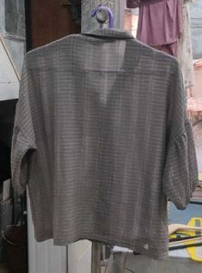 Gray Button-Down Top
