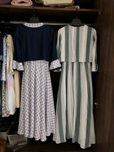 Combo of 2 Striped &amp; Checked Maxi dresses