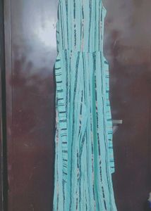Light Cyan Color Striped Jumpsuit For 32 Bust