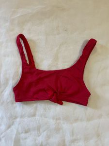 Chic Red Knot Front Bikini Top