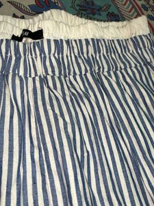 Blue &amp; White Striped Wide Leg Pants