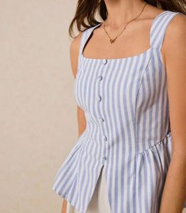 Savana Striped Peplum Tank Top - XS