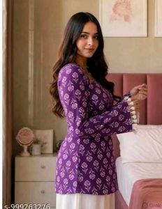 Purple Printed Kurta