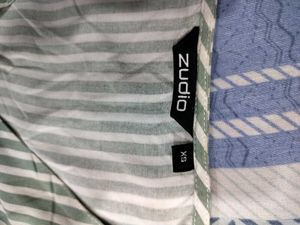 Striped V-Neck Button-Front Dress