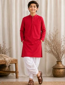 Boys Red Kurta Set