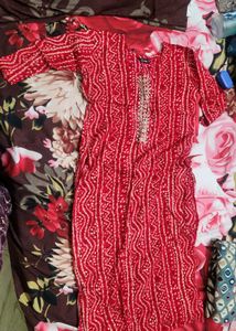 Red Bandhni Kurta