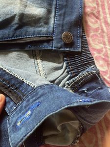 Men's Blue Distressed Cargo Jeans