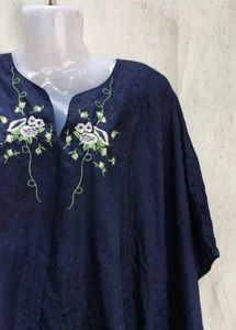 Elegant Navy Blue Embroidered Kaptan