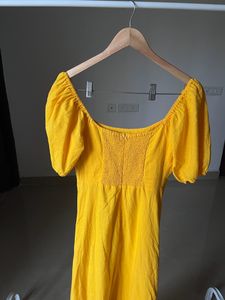 Yellow Linen Cotton Maxi Dress