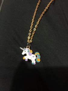 Unicorn Gold Enamel Pendant Aesthetic