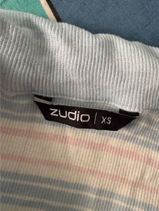 Striped Polo Neck Top