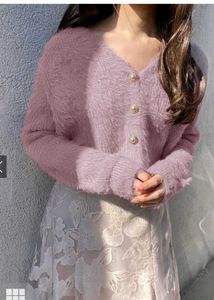 Short Pearl Button Knit Cardigan