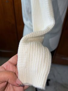 Cream Mock Neck Knit Sweater