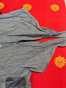 Tie-Front Striped Button-Up Shirt