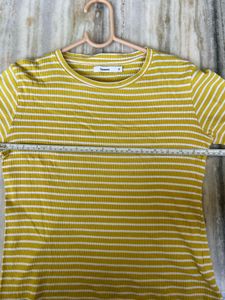 Yellow Striped Crop Top