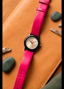 Hot Pink Leather Strap Watch