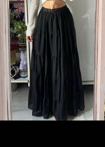 Flowy Black Tiered Maxi Skirt
