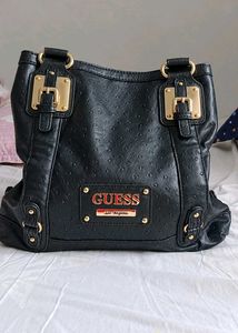 Authentic Guess Black Ostrich Embossed bag