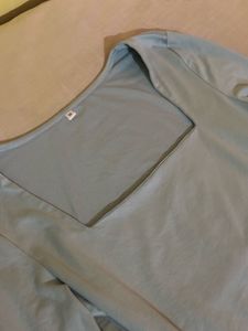 Light Blue Ruched Long Sleeve Top