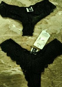 SHEIN Black Lace Thong Panty set of 2