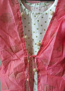 Elegant Pink &amp; White Kurta