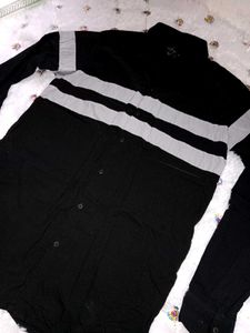 Men's Black &amp; Grey Striped Shirt