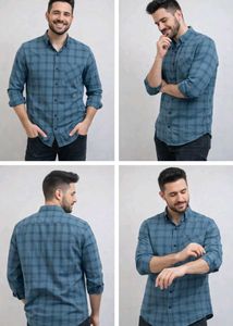Men's Blue Plaid Button-Down Shirt