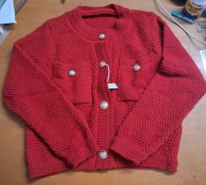 NEW WITH TAG Chic Red Knit Cardigan