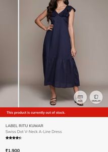 Ritu Kumar Navy Blue Ruffled Midi Dress