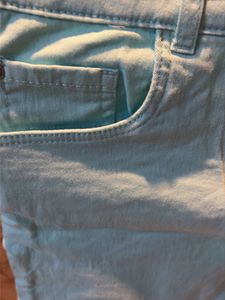 Cute Mint Green Lace Trim Denim Shorts