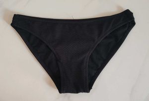 Black Textured Bikini Bottom