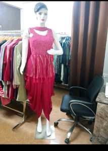 Stylish Red Dhoti Style Dress