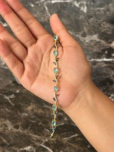 cinderella Blue Crystal Gold Bracelet