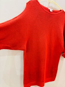 H&amp;M Orange Dolman Sleeve Knit Top