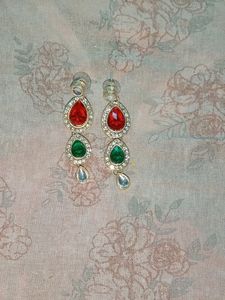 Choker Red Green Multicolour Stone Set