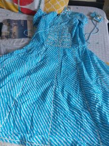 Beautiful Blue Striped Ethnic Gown