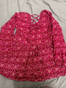 Vibrant Pink Bandhani Print Kurta