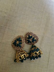 Elegant Green Jhumka Earrings